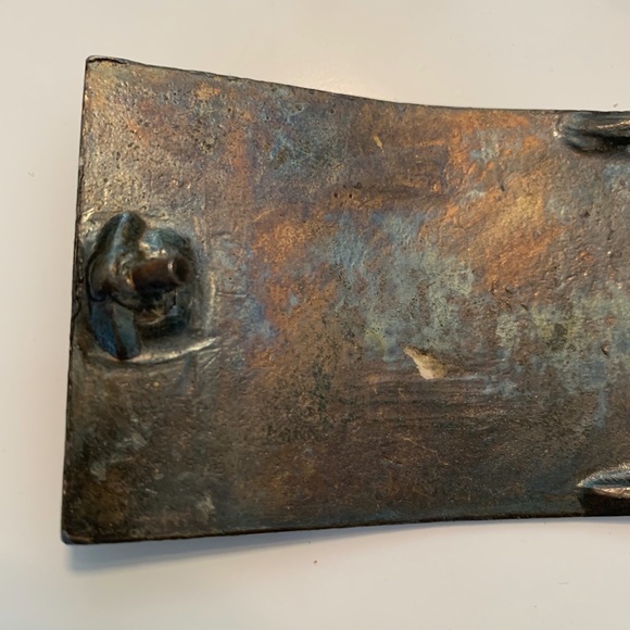 Vintage Brass Western Belt Buckle Wells Fargo Bankers & Forwarders Steam Train - Picture 4 of 7